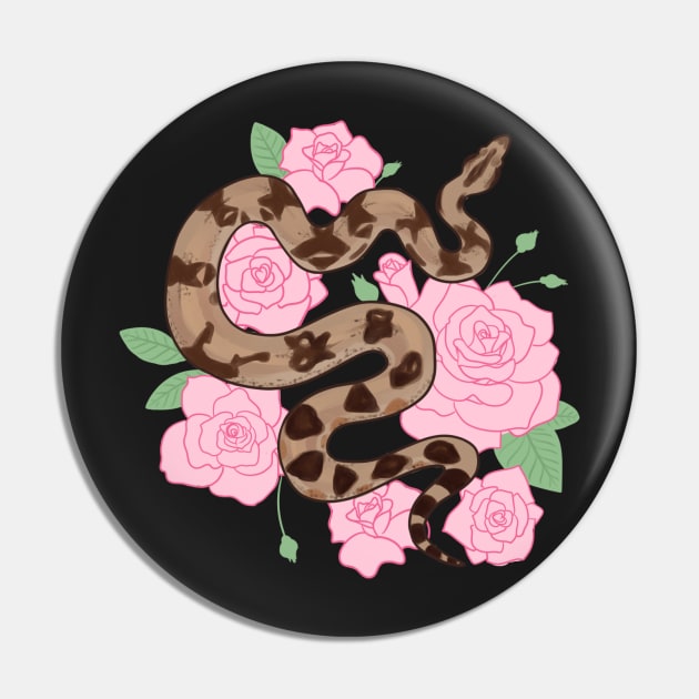 Boa Constrictor and Roses Pin by starrypaige