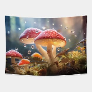 Mushroom Forest Nature Serene Tranquil Tapestry