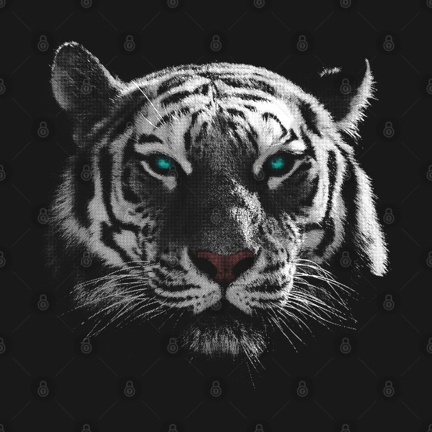 White Tiger, Blue Eyes by MarinasingerDesigns