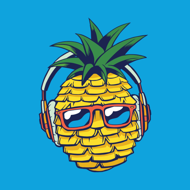 Cool Pineapple with Sunglasses and Headphones by SLAG_Creative