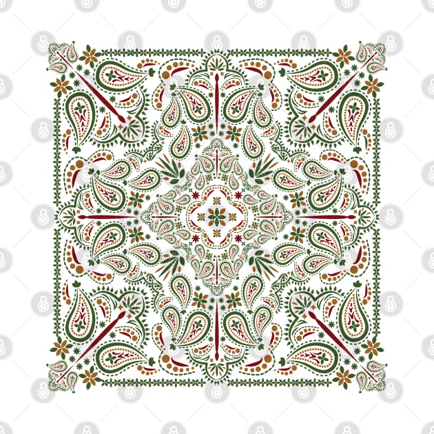 Organic Green Paisley Pattern - Mandala, Mosaic, Flower Lovers Print Gift For Men, Women & Kids by Art Like Wow Designs