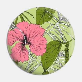 Tropical exotic flowers and leaves Pin