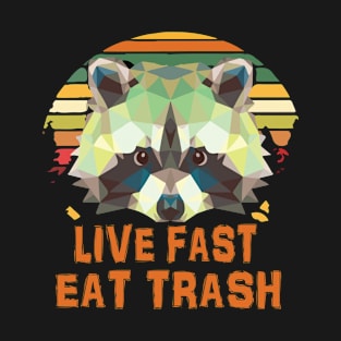 Live fast eat trash funny raccoon camping vintage T-Shirt