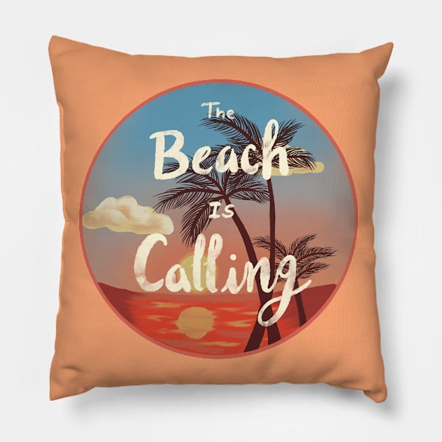 The Beach is Calling Pillow by rachelleybell