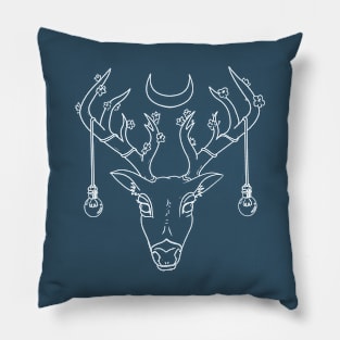 Cherry Blossom Deer in White Pillow