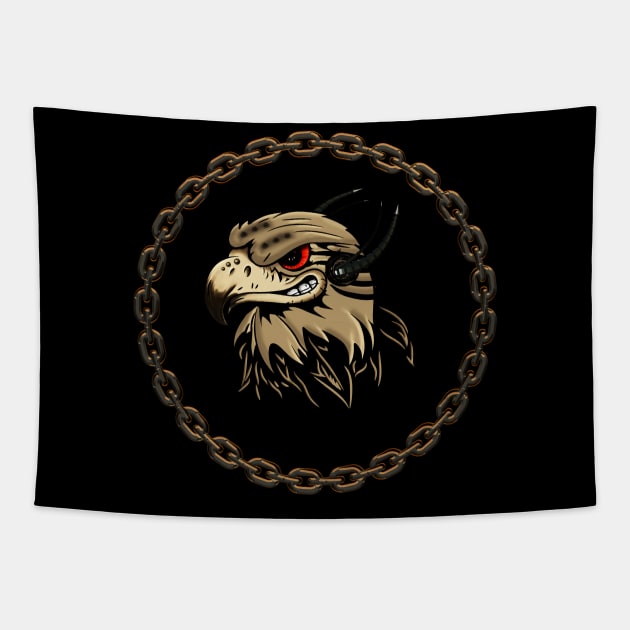 Funny angry steampunk eagle Tapestry by Nicky2342