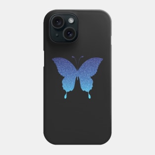 Blue Sky Ombre Faux Glitter Butterfly Phone Case