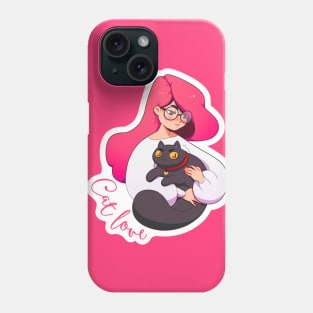 Cat Lady with Glasses Phone Case