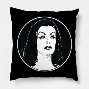 VAMPIRA - Plan 9 From Outer Space (Circle Black and White) Pillow