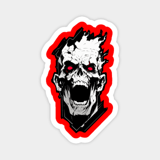 Crazy zombie skull Magnet