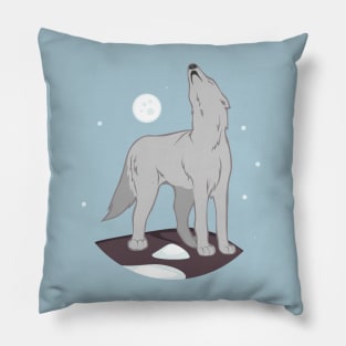 Howling Arctic Wolf Pillow