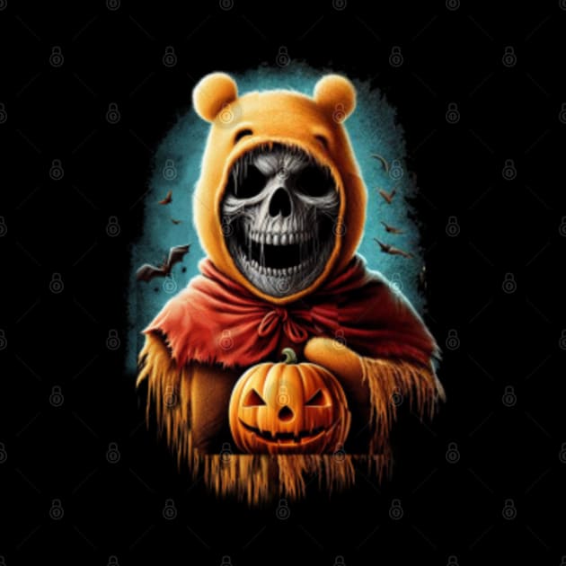 Skullface Pooh: A Dark Twist on Childhood Nostalgia T-Shirt by Pixel Draws