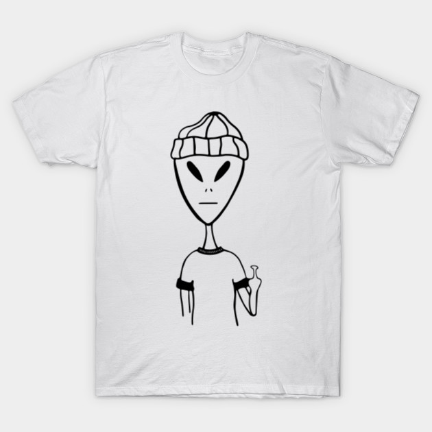 Alien Wearing Beanie Cap Line Art Black Alien T Shirt Teepublic