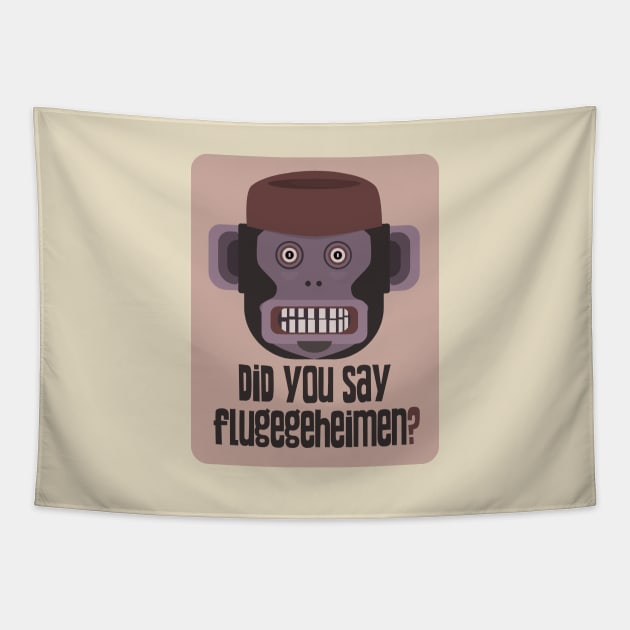 Flugegeheimen with cymbal-banging monkey Tapestry by JojaShop