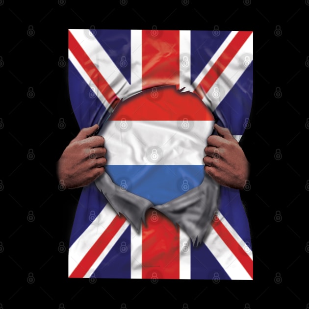 Netherlands Flag Great Britain Flag Ripped - Gift for Dutch From Netherlands by Country Flags