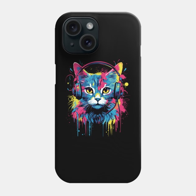 Cat wearing headphones. Phone Case by Yopi