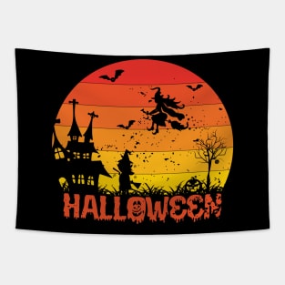 Halloween Night with witch Tapestry