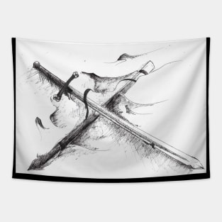 Claymore sword ink drawing - fine art inspired designs Tapestry