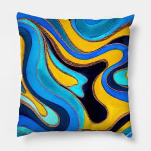 Blue Psychedelic Marble Pillow