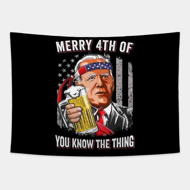 Biden Meme American Flag Merry 4th Of You Know..The Thing Tapestry by petemphasis