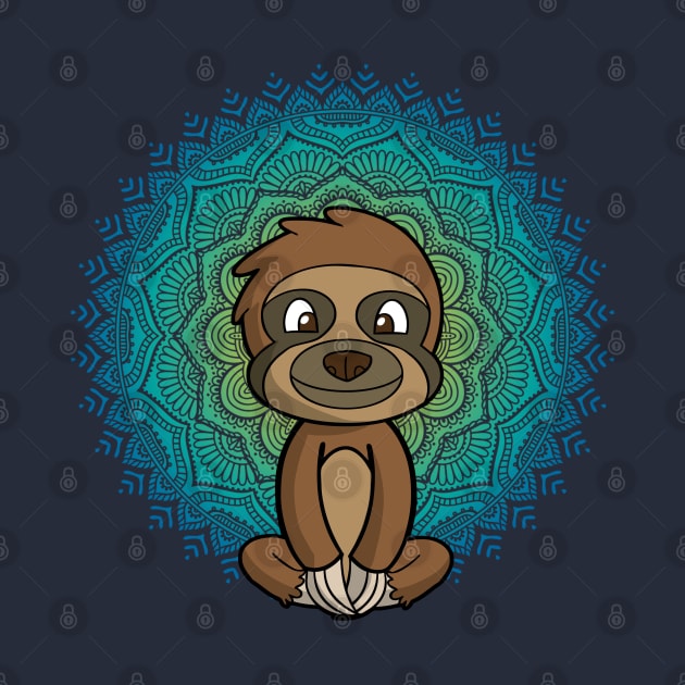 Sloth Yoga Meditate Mandala by E