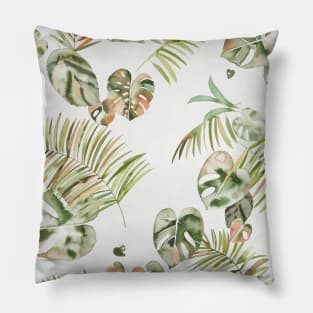 Tropical leaves Gold green Pillow