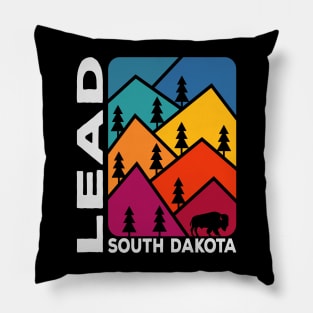 Lead South Dakota Vintage Mountains Bison Pillow