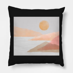 Terra mountains landscape with moon Pillow