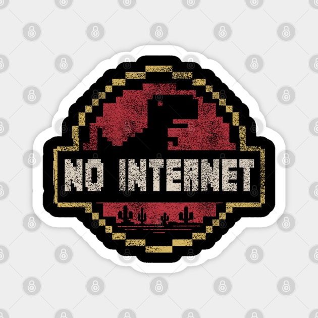 Vintage Pixel T-Rex T Shirt Funny No Internet Connection T Rex shirt Magnet by Dailygrind