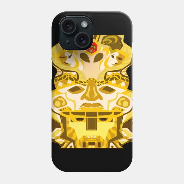 golden totem in mexican olmec pattern Phone Case by jorge_lebeau