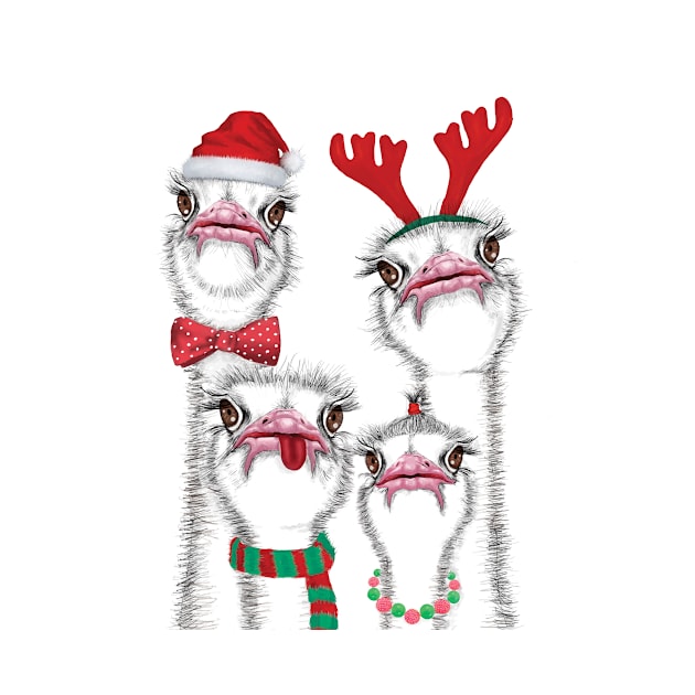 Christmas ostrich family by RebecaZum