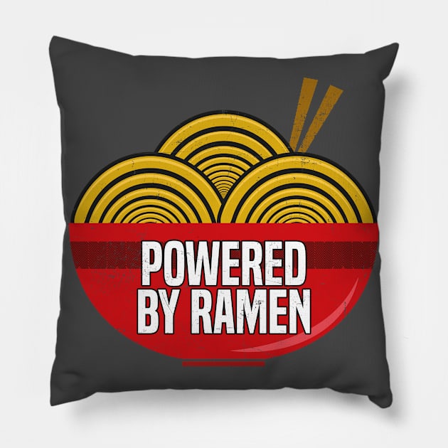 Powered By Ramen Kawaii Japanese Food Pillow by dconciente