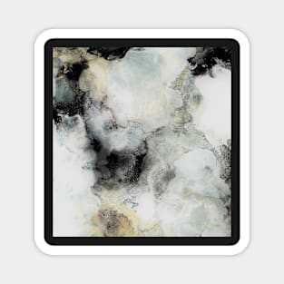 Stormy Clouds, abstract art, grey, black, gold Magnet