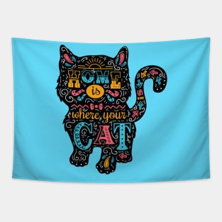 Home Is Where Your Cat Is Cute Cat Lover Quote Tapestry