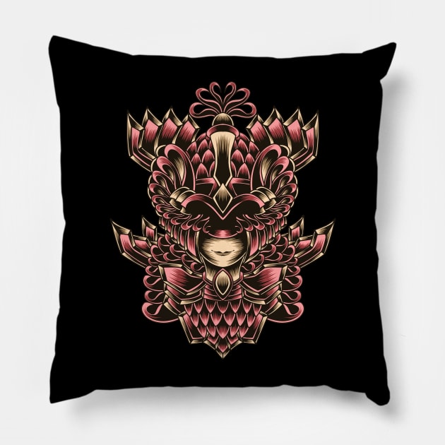 Artwork Illustration Masked Man With Charming Accessories Pillow by Endonger Studio