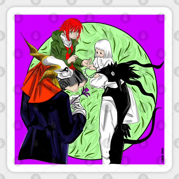 The Ancient Magus Bride X Siuil A Run Chise And Shiva Ancient Magus Bride Sticker Teepublic Free line sticker creator sticker momomo world releasing new sticker tumurin sticker, tumurin the adorable snail will charm. teepublic
