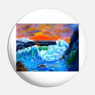 Wave at Sunset Pin