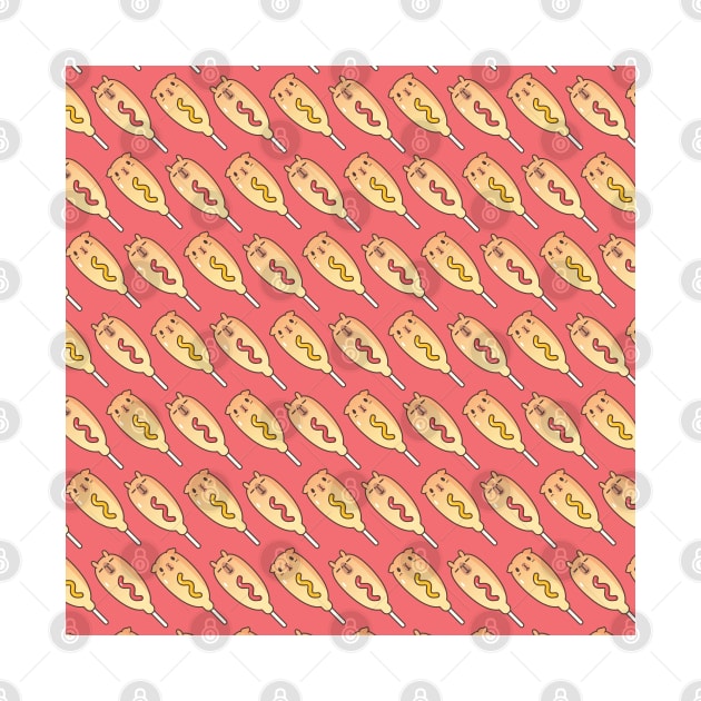 Guinea Pig and Capybara Corndogs Pattern in Red by Noristudio