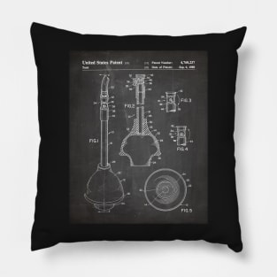 Toilet Plunger Patent - Housewarming Bathroom Art - Black Chalkboard Pillow