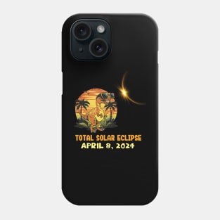 A Funny Dinosaur wearing sunglasses at solar eclipse day Phone Case