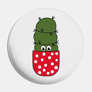 Cute Cactus Design #277: Chunky Cactus In Polka Dotted Pot Pin