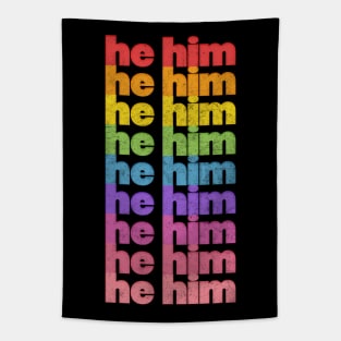 He/Him Pronouns // Retro Faded Design Tapestry