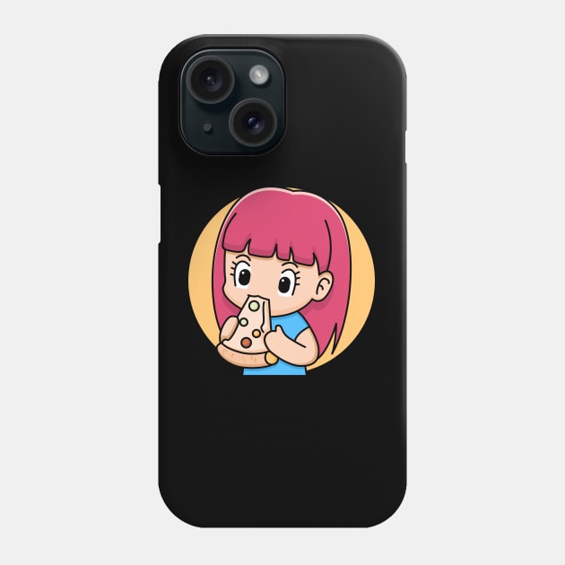 girl eating pizza Phone Case by BarnawiMT