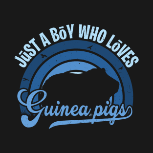 Funy Quote Just A Boy Who Loves guinea pigs Blue 80s Retro Vintage Sunset Gift IdeA for boys T-Shirt