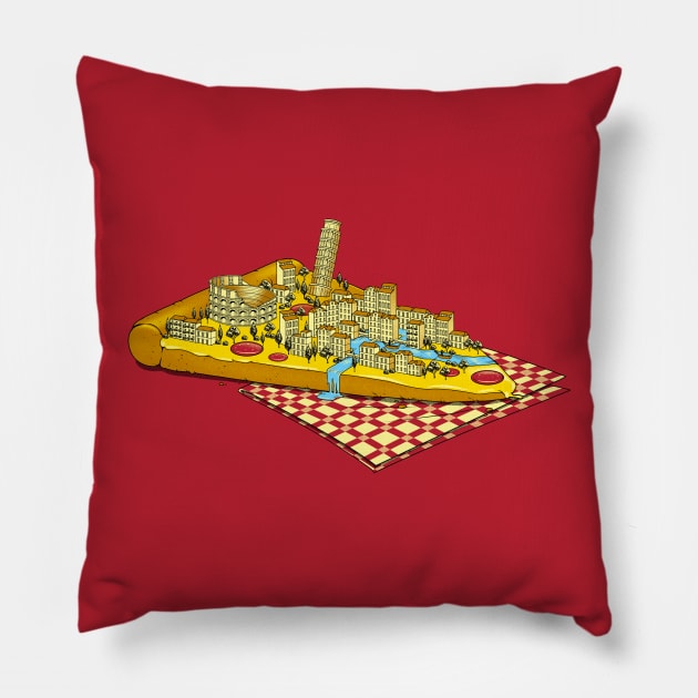 Hungry for Travels: Slice of Italy Pillow by Tobe_Fonseca