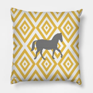 Horse - abstract geometric pattern - beige. Pillow