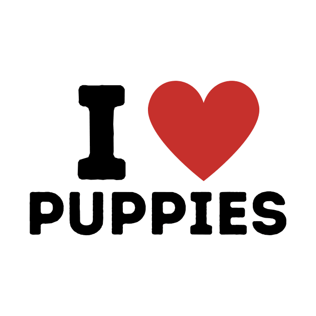 I Love Puppies Simple Heart Design by Word Minimalism