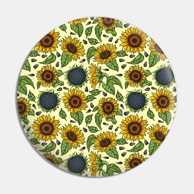 Seamless Sunflower Pattern Pin by aquariart