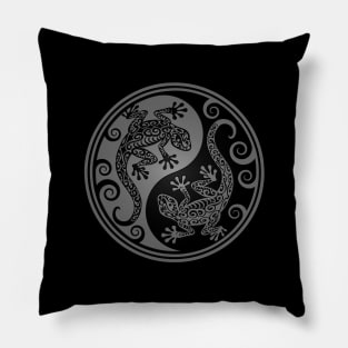 Gray and Black Yin Yang Geckos Pillow