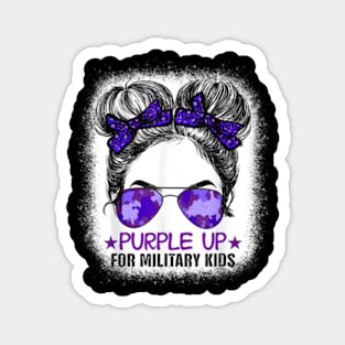 Purple up for military kids Messy bun Military child Month Magnet